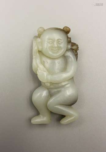 Chinese Jade Carved Boy Pendant