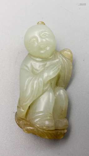 CHINESE QING DYNASTY HETIAN JADE CARVED BOY