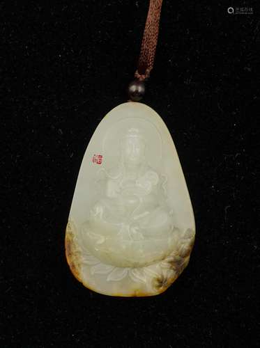 CHINESE HETIAN JADE CARVED GUANYIN