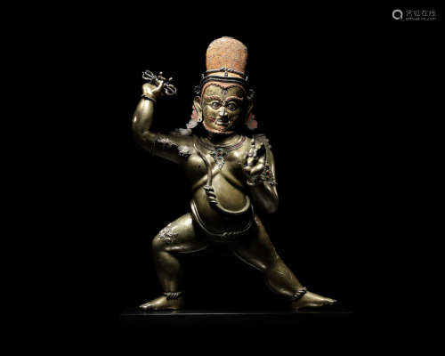 西藏 十三世纪 愤怒相金刚手巨型铜像