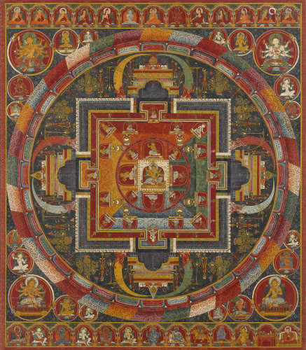 西藏中部 约1375-1400年 二十五神摩利支天坛城
