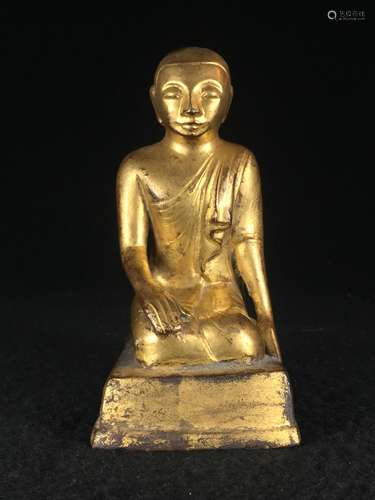 CHINESE GILT BRONZE FIGURE OF MONK