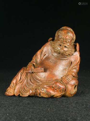 CHINESE BAMBOO CARVED FIGURE OF IMMORTAL