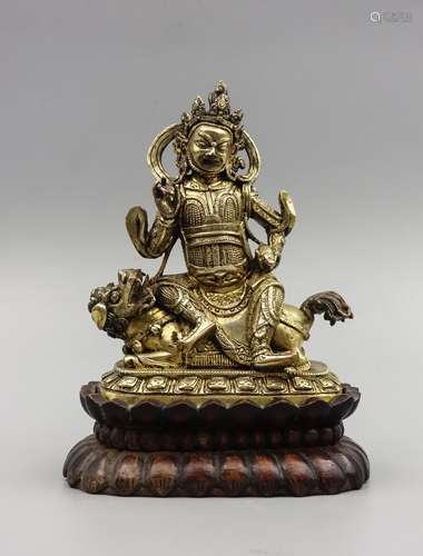 CHINESE GILT BRONZE FIGURE OF VAISRAVANA