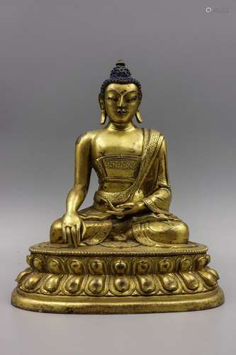 Chinese Gilt Bronze Figure Of Shakyamuni