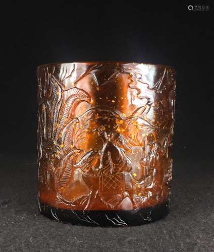 CHINESE PEKING GLASS BRUSH POT