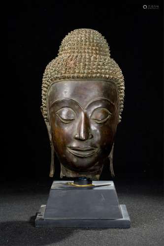 CHINESE BRONZE BUDDHA HEAD