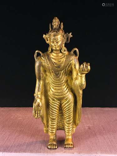 CHINESE GILT BRONZE FIGURE OF IMMORTAL