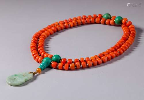 CHINESE CORAL BEADS NECKLACE