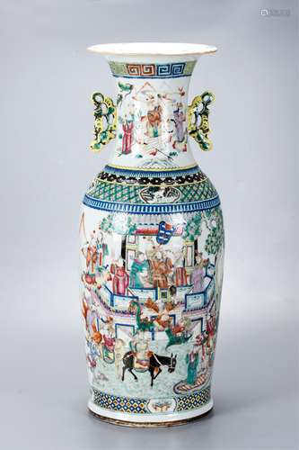 CHINESE FAMILLE ROSE FIGURAL SCENE PORCELAIN VASE