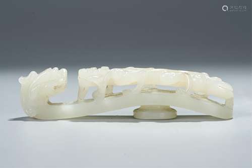 CHINESE MING DYNASTY WHITE JADE DRAGON BELT BUCKLE