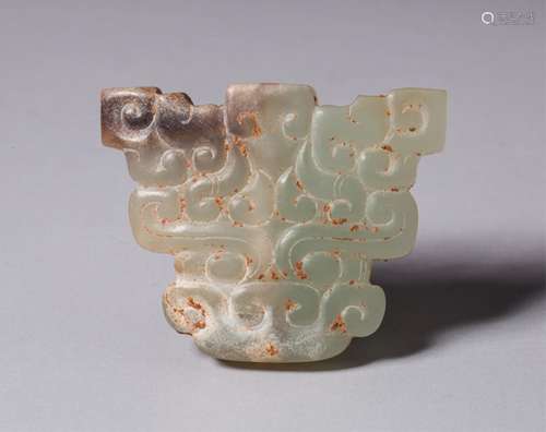 CHINESE JADE PENDANT OF BEAST MASK