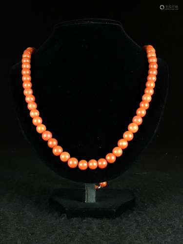 CHINESE RED AGATE BEADS NECKLACES