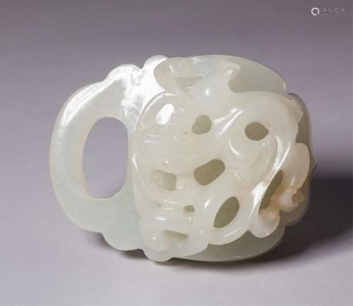 CHINESE WHITE JADE CARVED CHILONG ORNAMENT