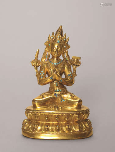 十六世纪 铜鎏金文殊菩萨像