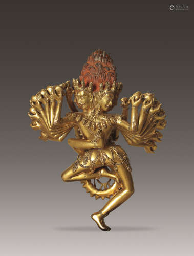 十六世纪 铜鎏金喜金刚像