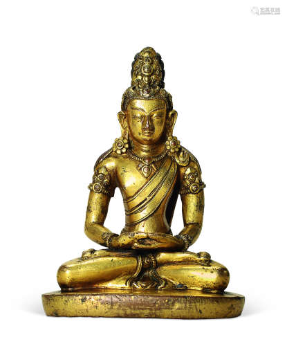 十八世纪 铜鎏金无量寿佛像