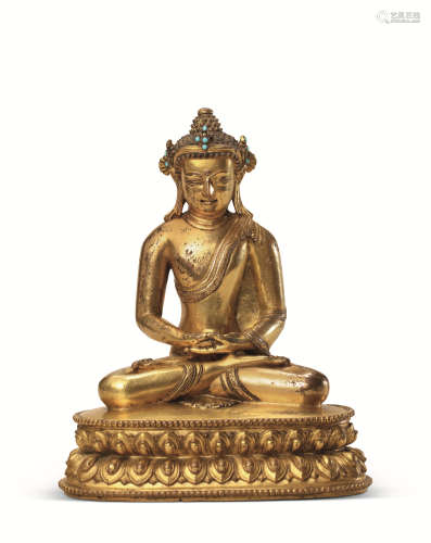 十四世纪 铜鎏金无量寿佛像