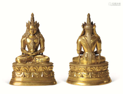 十七世纪 铜鎏金无量寿佛像