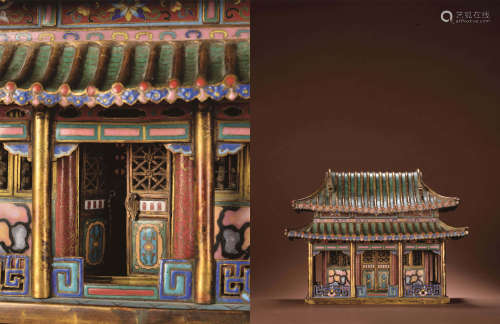 清中期 铜胎掐丝珐琅八柱殿