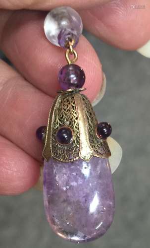 Antique Chinese Gold Amethyst Pendant