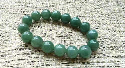 Natural Green Jadeite Round Beads Bracelet