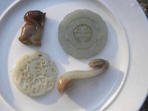 Four Antique Chinese Nephrite Jade