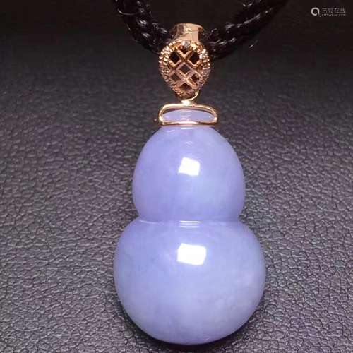 18K Gold Natural Purple Jadeite Gourd Pendant