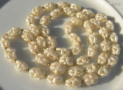 Vintage Pearl 14K Gold Bead Necklace