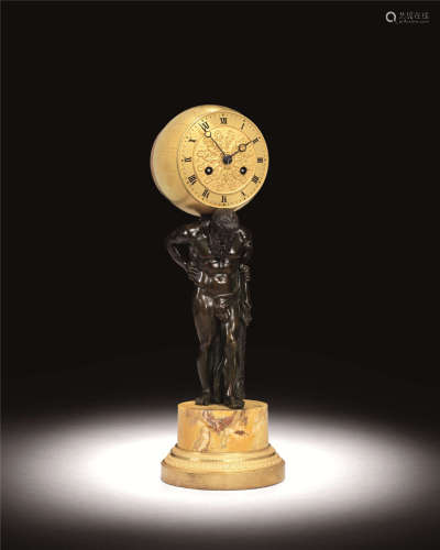 十九世纪 法国青铜阿特拉斯雕塑钟
