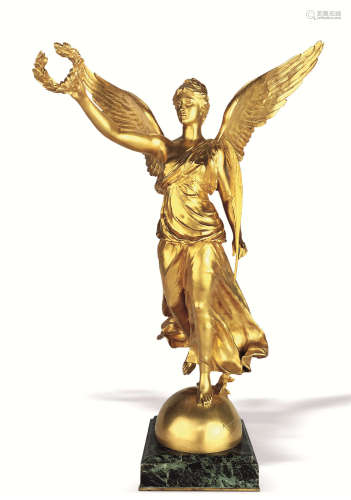 费迪南德·巴伯迪耶纳 十九世纪 铜镀金胜利女神雕塑