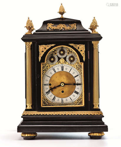 十九世纪 英国八铃铜鎏金乌木钟