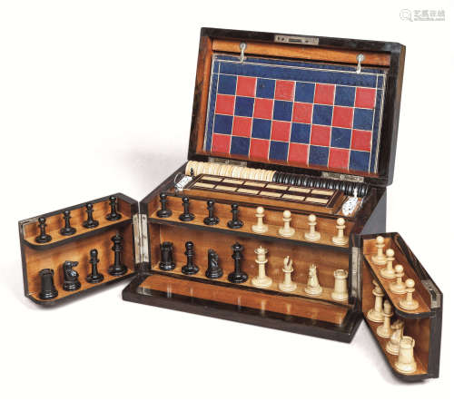 约1870年作 英国精美便携旅行游戏箱