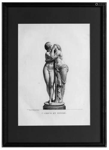 1850 法国铜版画《爱神与赛琪》
