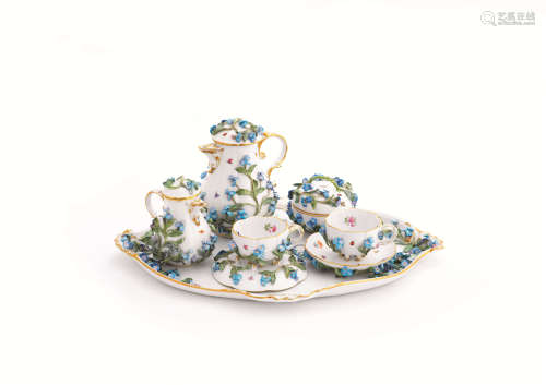 1870年作 德国梅森手工堆瓷雕花茶具 (一套)