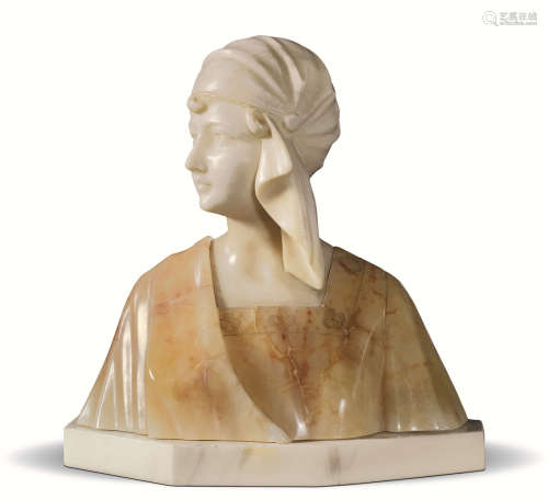 二十世纪早期 法国大理石半身雕塑