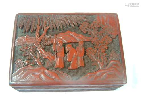 Antique Chinese Red Lacquer Box