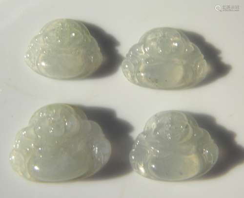 Four Natural Jadeite Buddha Pendants