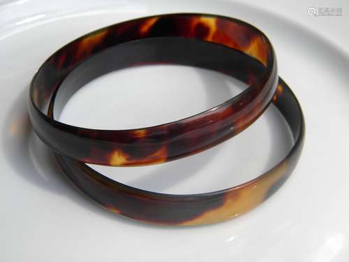 Pair of Antique Chinese Tortoise Shell Bracelets