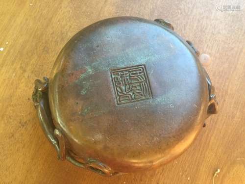 Antique Chinese Bronze Double Dragon Pot