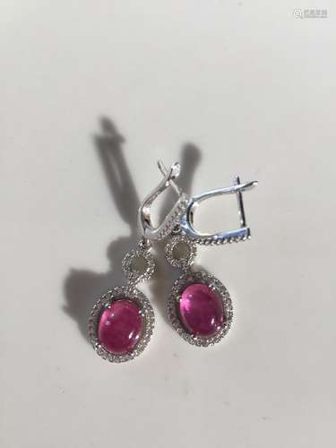 Pair of Natural Ruby Earrings