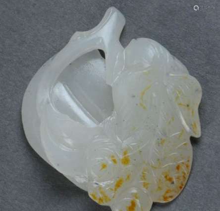 Antique Chinese Nephrite White Jade Pendant Goldfish