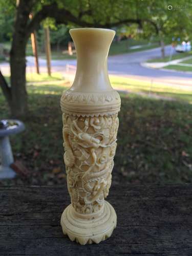 Antique Chinese Carved Dragon Vase