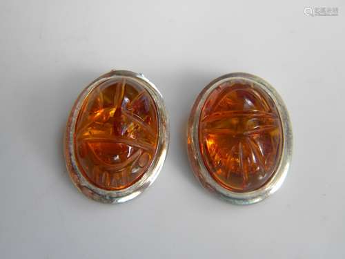 Pair of Natural Baltic Amber Earrings