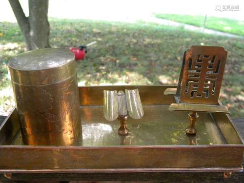 Antique Chinese Copper Stationary Set Marked China