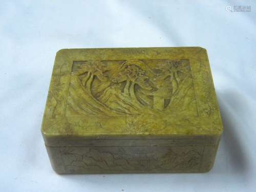 Antique Chinese Carved Soapstone Box