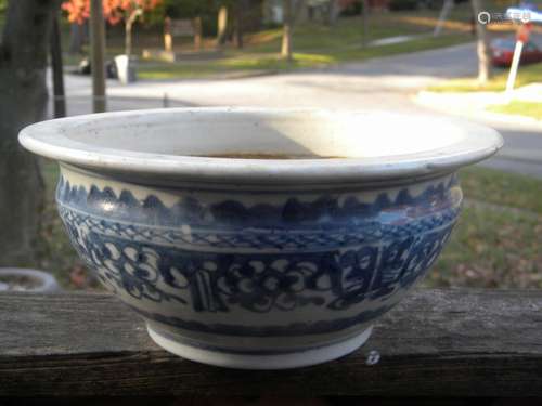 Antique Chinese Blue and White Bowl, diameter 8