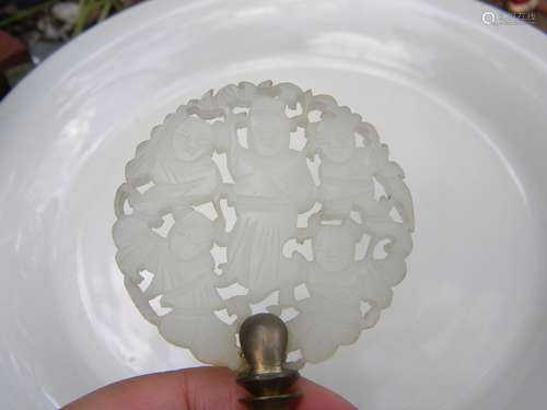 Antique Chinese White Nephrite Jade Plaque