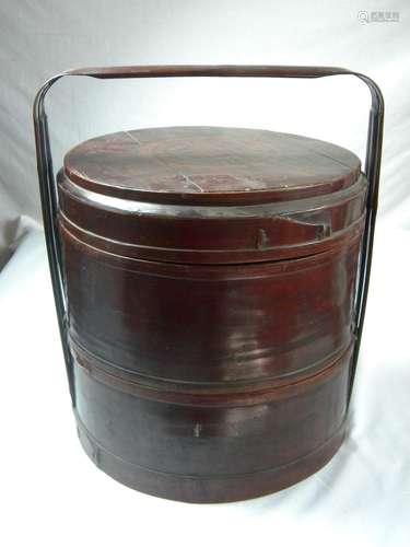 Antique Chinese Bamboo Food Carrier Lucky Box