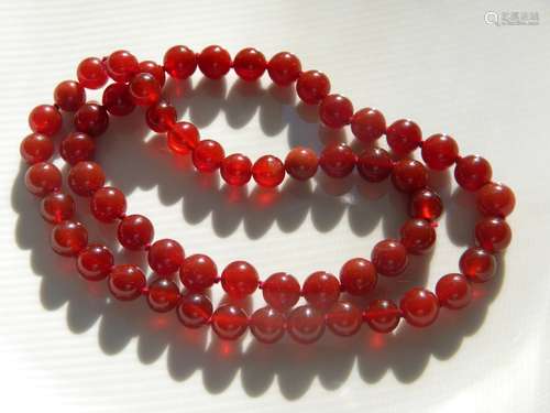 Antique Chinese Red Carnelian Bead Necklace